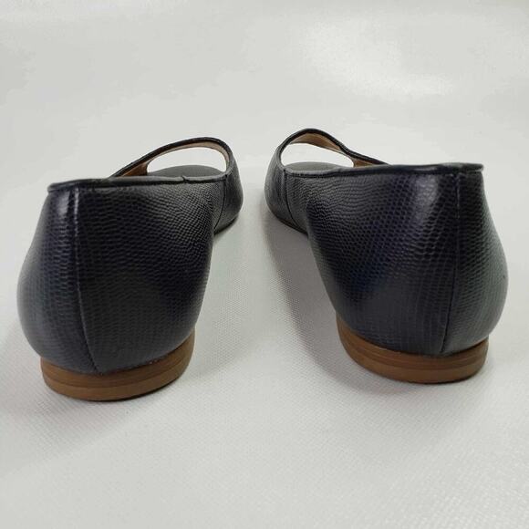 Talbots Flats Women’s Ballet Navy Blue Peep Toe Slip On Size 9.5 Leather Shoe - Picture 3 of 9
